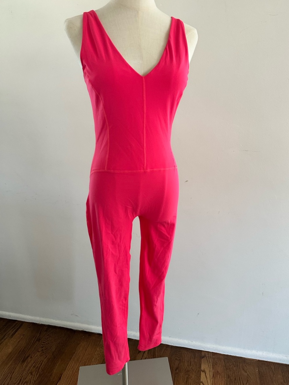 FP Movement by Free People Pink Compression Jumpsuit Open Back V Neck Sculpting